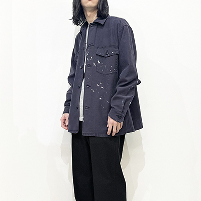 URU [ COTTON BACKSATIN MILITARY L/S SHIRTS ] NAVY