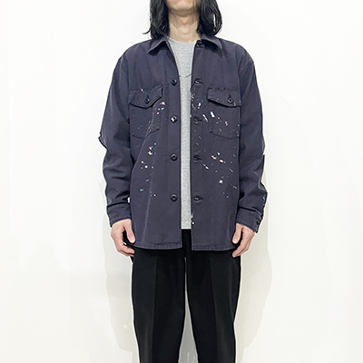 URU [ COTTON BACKSATIN MILITARY L/S SHIRTS ] NAVY