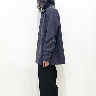 URU [ COTTON BACKSATIN MILITARY L/S SHIRTS ] NAVY