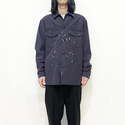 URU [ COTTON BACKSATIN MILITARY L/S SHIRTS ] NAVY