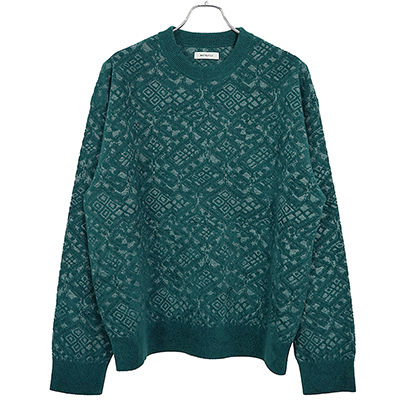 MATSUFUJI [ Jacquard Crewneck Knit ] GREEN