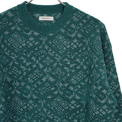 MATSUFUJI [ Jacquard Crewneck Knit ] GREEN