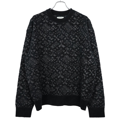 MATSUFUJI [ Jacquard Crewneck Knit ] BLACK