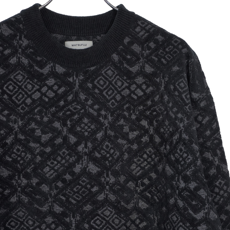 MATSUFUJI Jacquard Crewneck Knit GREEN-