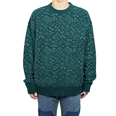 MATSUFUJI [ Jacquard Crewneck Knit ] GREEN