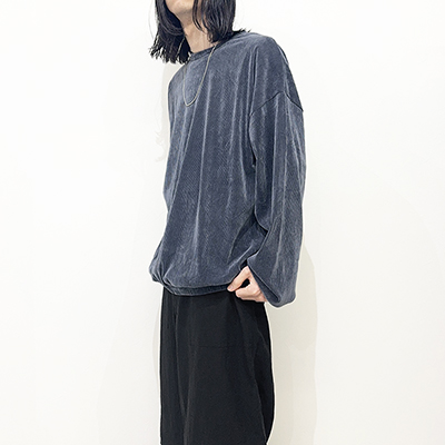 Sasquatchfabrix. [ MESH VELOUR L/S SMOCK ] BLUE GRAY