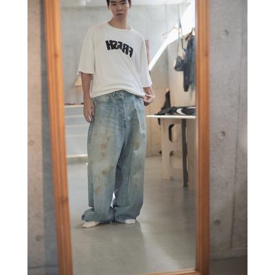 refomed [ FRESH MAN DENIM WIDE PANTS "USED" ] USED