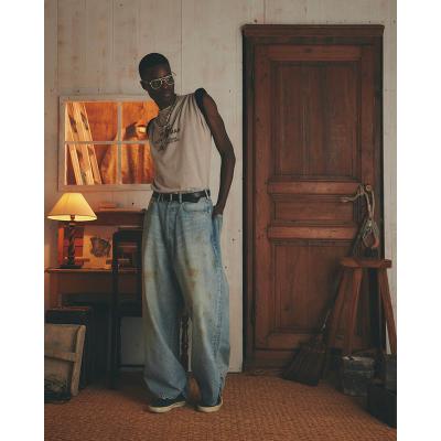 refomed [ FRESH MAN DENIM WIDE PANTS "USED" ] USED