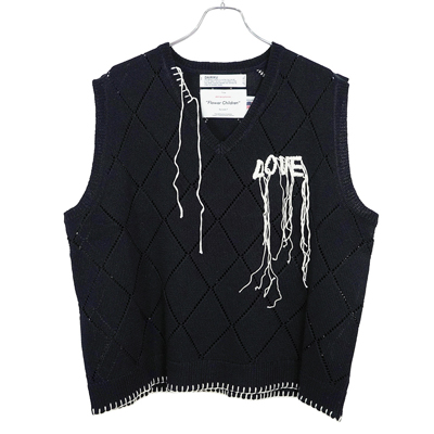 DAIRIKU Embroidery Argyle Knit Vest-