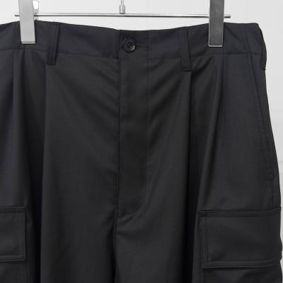 ESSAY [ WOOL BLEND WIDE MILITARY TROUSERS (P-3) ] BLACK