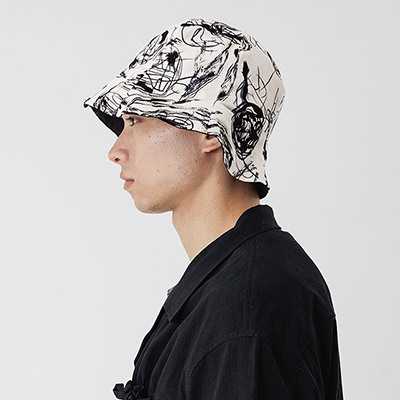 Sasquatchfabrix. [ FLOWER SKETCH TULIP HAT ] NATURAL×BLACK