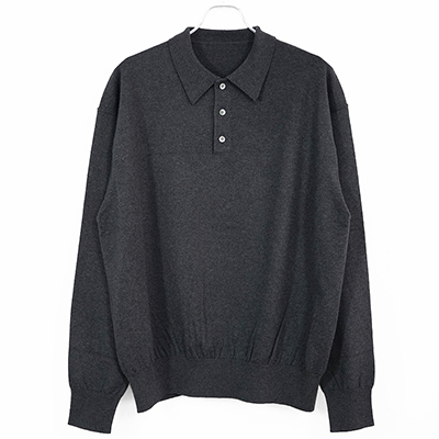 crepuscule [ Knit Polo L/S ] BLACK | ロイド・エフダブリュー (LLOYD FW)