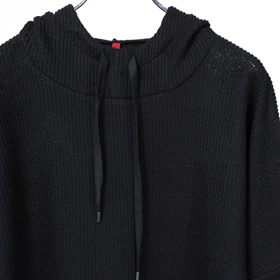 YANTOR [ Cotton Coarsely Knit Hoody ] BLACK