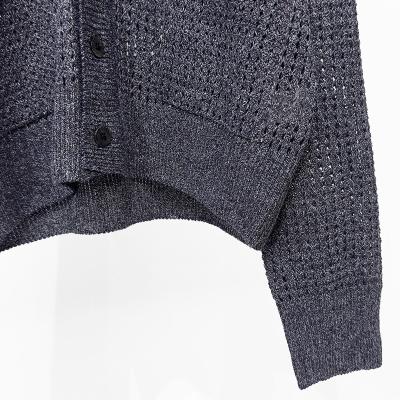 SUGARHILL [ MOCK TWISTED YERN KNIT CARDIGAN ] NAVY&BROWN