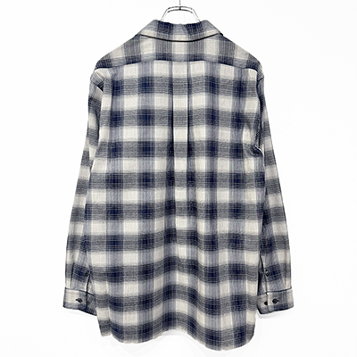 SUGARHILL [ YAK OMBRE PLAID OPEN COLLAR BLOUSE ] BLUE OMBRE