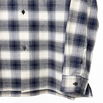 SUGARHILL [ YAK OMBRE PLAID OPEN COLLAR BLOUSE ] BLUE OMBRE