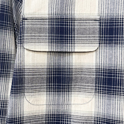 SUGARHILL [ YAK OMBRE PLAID OPEN COLLAR BLOUSE ] BLUE OMBRE