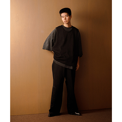 refomed [ RIGHT HANDED DENIM PANTS "SB" ] BLACK