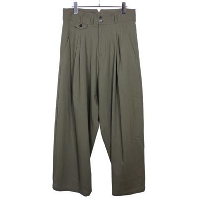 YANTOR [ Torowool 2tuck Wide Pants ] OLIVEGRAY