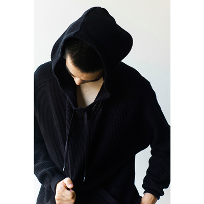 YANTOR [ Cotton Coarsely Knit Hoody ] BLACK