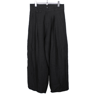 YANTOR [ Linenwool 2tuck Wide Pants ] BLACK