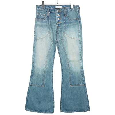 SUGARHILL [ Faded Double Knee Bell Bottom Denim Pants ] FADED