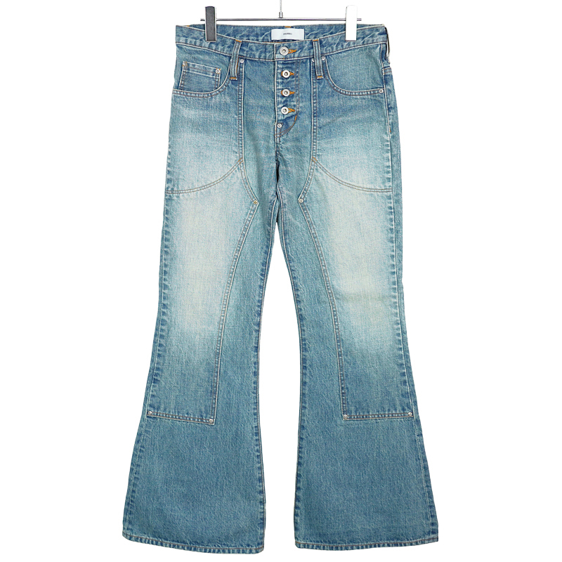 SUGARHILL [ Faded Double Knee Bell Bottom Denim Pants ] FADED 