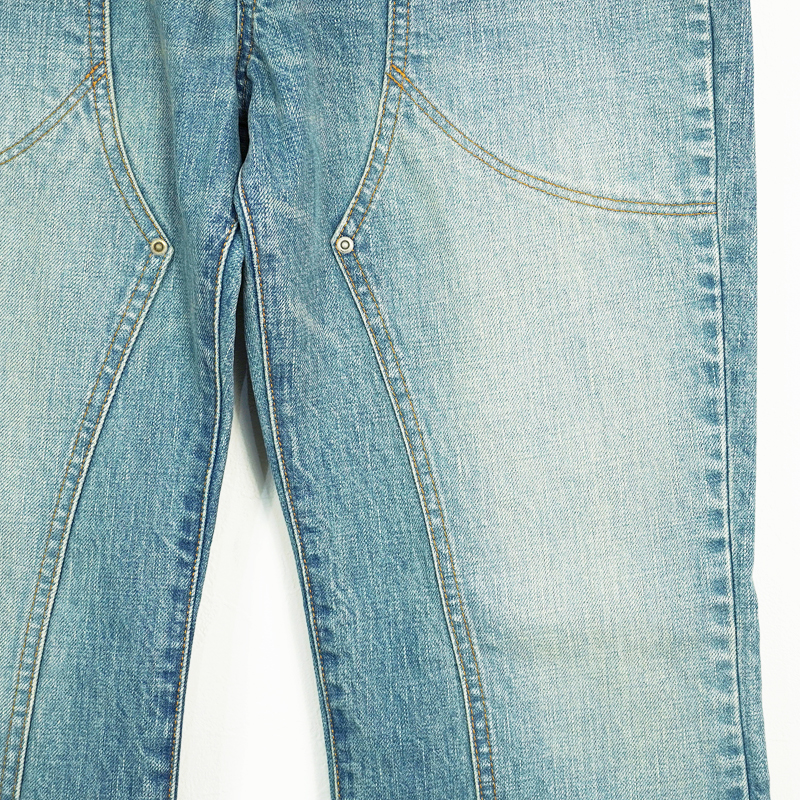 SUGARHILL [ Faded Double Knee Bell Bottom Denim Pants ] FADED