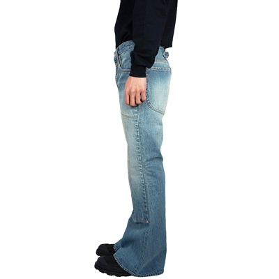 SUGARHILL [ Faded Double Knee Bell Bottom Denim Pants ] FADED