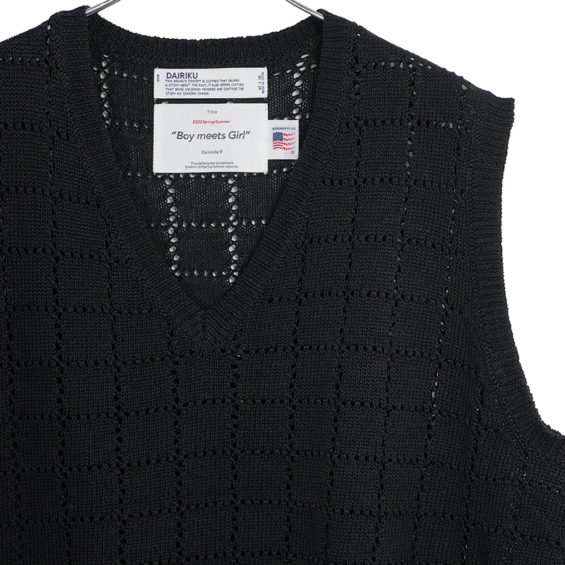 dairiku "LOVE"Hard Agyle Knit Vest