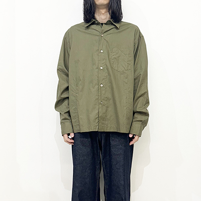 UNUSED [ US2405 (Pigment Dyeing long sleeve shirt) ] OLIVE