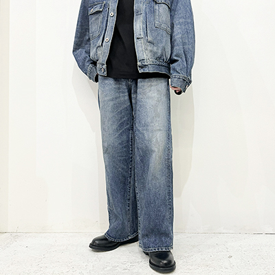 refomed [ RIGHT HANDED DENIM PANTS "USED" ] USED WASH