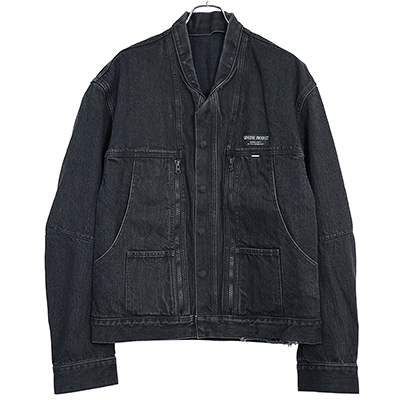 ESSAY [ FOLD COLLAR DENIM JACKET (J-2) ] BLACK DENIM