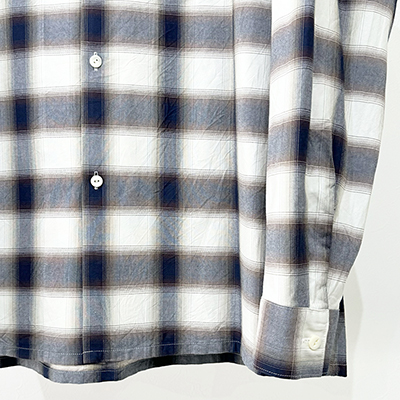 URU [ COTTON MODAL OPEN COLLAR L/S SHIRTS ] BROWN