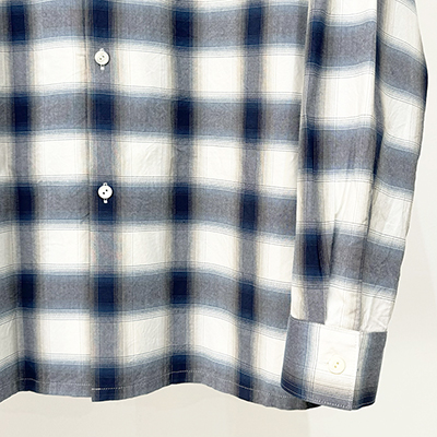 URU [ COTTON MODAL OPEN COLLAR L/S SHIRTS ] BLUE