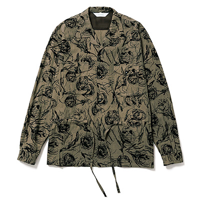 Sasquatchfabrix. [ FLOWER SKETCH L/S SAFARI SHIRT ] BROWN