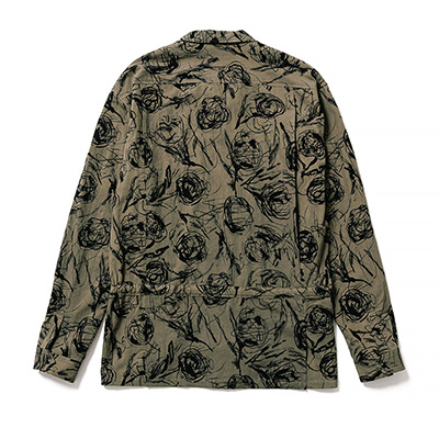 Sasquatchfabrix. [ FLOWER SKETCH L/S SAFARI SHIRT ] BROWN