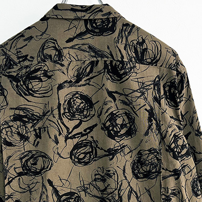 Sasquatchfabrix. [ FLOWER SKETCH L/S SAFARI SHIRT ] BROWN