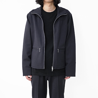 MATSUFUJI [ Melange Rib Zip Up Jacket ] NAVY