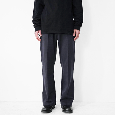 MATSUFUJI [ Melange Rib Semi-flare Trousers ] NAVY