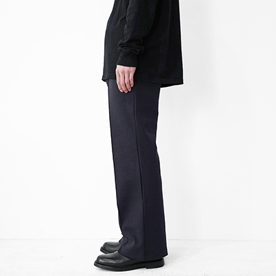 MATSUFUJI [ Melange Rib Semi-flare Trousers ] NAVY