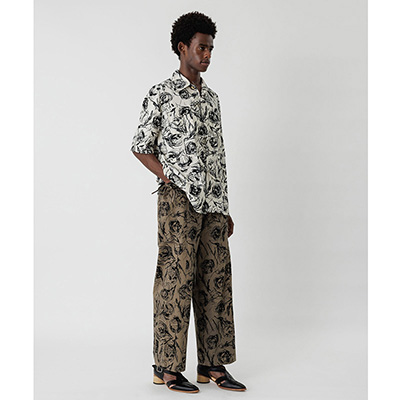 Sasquatchfabrix. [ FLOWER SKETCH SLEEPING PANTS ] BROWN