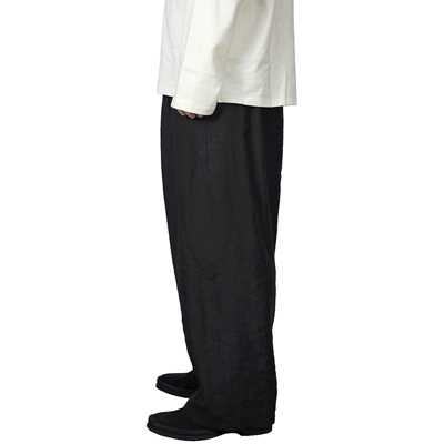 YANTOR [ Linenwool 2tuck Wide Pants ] BLACK