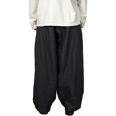 YANTOR [ Linenwool 2tuck Wide Pants ] BLACK