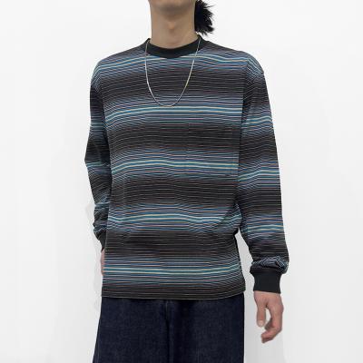 UNUSED [ US2485 (Long sleeve border T-shirt) ] BLACK×PURPLE
