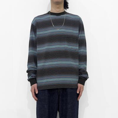 UNUSED [ US2485 (Long sleeve border T-shirt) ] BLACK×PURPLE