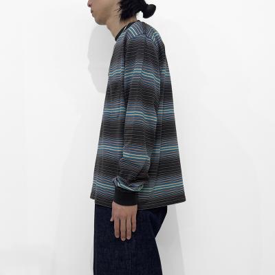 UNUSED [ US2485 (Long sleeve border T-shirt) ] BLACK×PURPLE