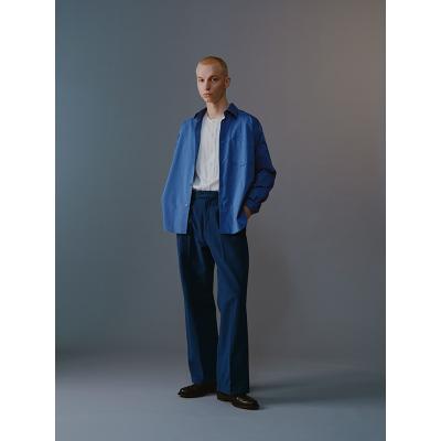 MATSUFUJI [ Pinstripes Utility Shirt ] DEEP BLUE
