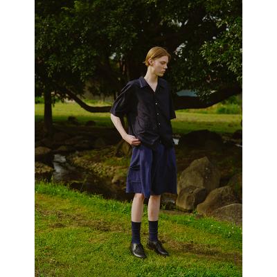 MATSUFUJI [ Open Collar Twill Shirt ] NAVY