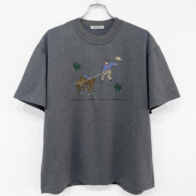 MATSUFUJI [ Embroidery Short Sleeve T-shirt ] CHARCOAL